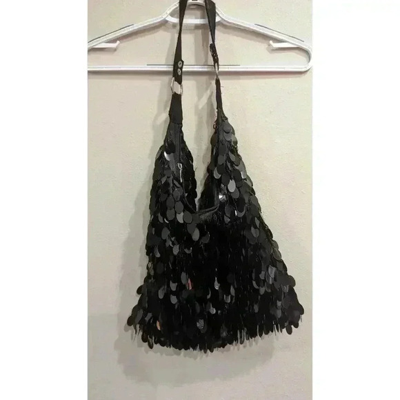 Women's black sequin novelty bag. Unbranded, some wear, barely noticeable. - Picture 1 of 3